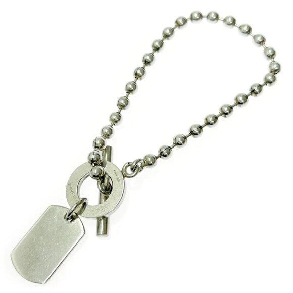 GUCCI Dog Tags Ball Chain Toggle Bracelet 6.3" Silver 925 Auth w/Box #97526 - Picture 2 of 8